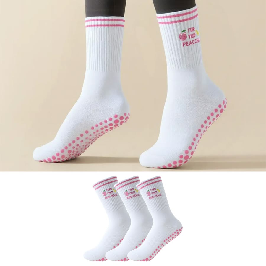 Pinke Pfirsichfarbene Socken mit rutschfester Oberfläche (3 Paar) - image 0