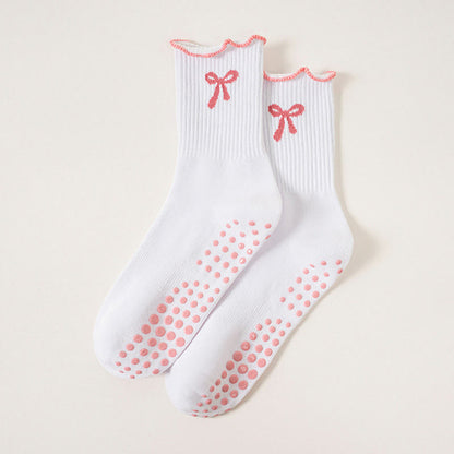 Feine Socken mit Schleifenstickerei und rutschfester Oberfläche (4 Paar) - Weiß - EU36-40 (US3-7) - image 16