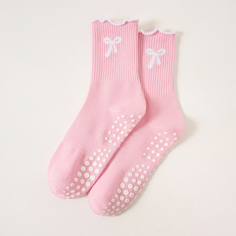 Feine Socken mit Schleifenstickerei und rutschfester Oberfläche (4 Paar) - Rosa - EU36-40 (US3-7) - image 15
