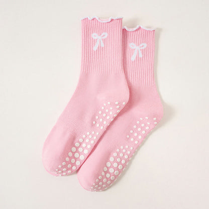 Feine Socken mit Schleifenstickerei und rutschfester Oberfläche (4 Paar) - Rosa - EU36-40 (US3-7) - image 15