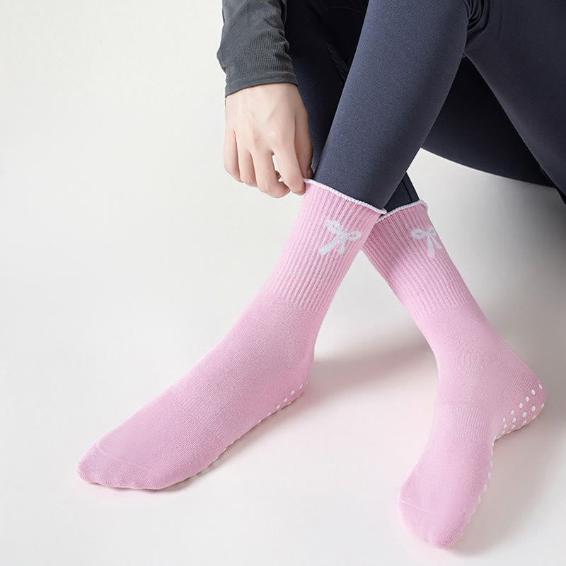 Feine Socken mit Schleifenstickerei und rutschfester Oberfläche (4 Paar) - image 2