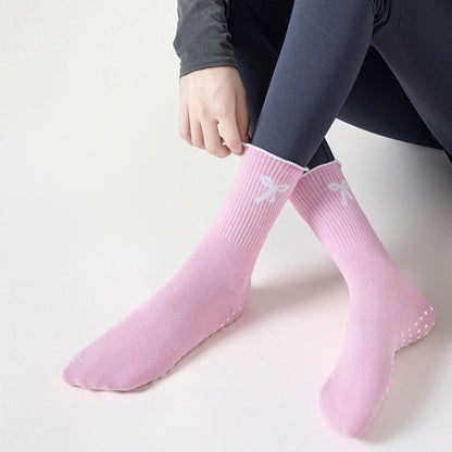 Feine Socken mit Schleifenstickerei und rutschfester Oberfläche (4 Paar) - image 2
