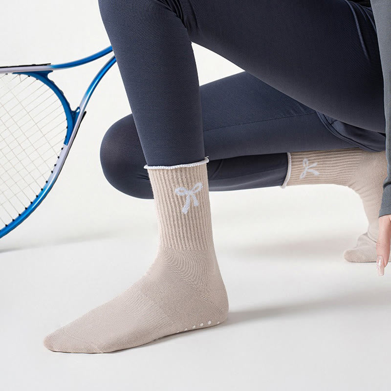 Feine Socken mit Schleifenstickerei und rutschfester Oberfläche (4 Paar) - image 9