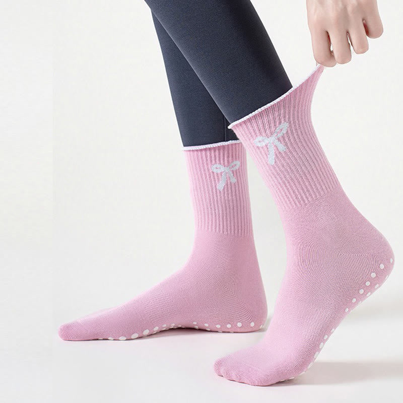 Feine Socken mit Schleifenstickerei und rutschfester Oberfläche (4 Paar) - image 1