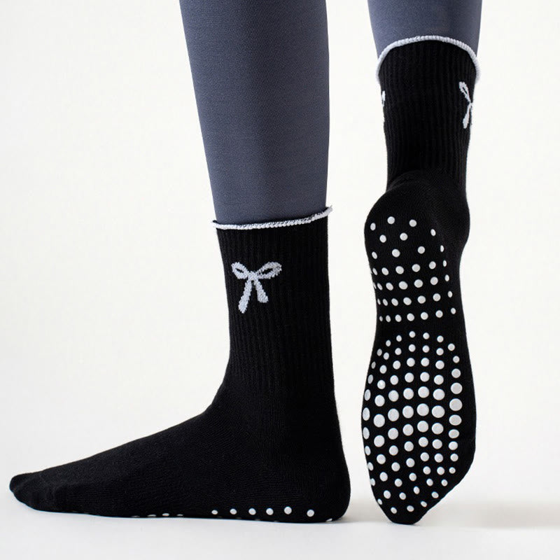 Feine Socken mit Schleifenstickerei und rutschfester Oberfläche (4 Paar) - image 7
