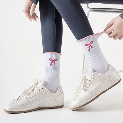 Feine Socken mit Schleifenstickerei und rutschfester Oberfläche (4 Paar) - image 4