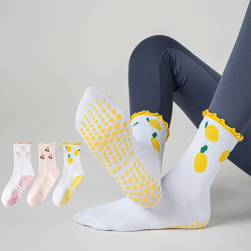 Kirsch-Zitronen-Socken mit rutschfester Oberfläche (3 Paar) - Mehrfarbig - EU36-40 (US3-7) - image 0