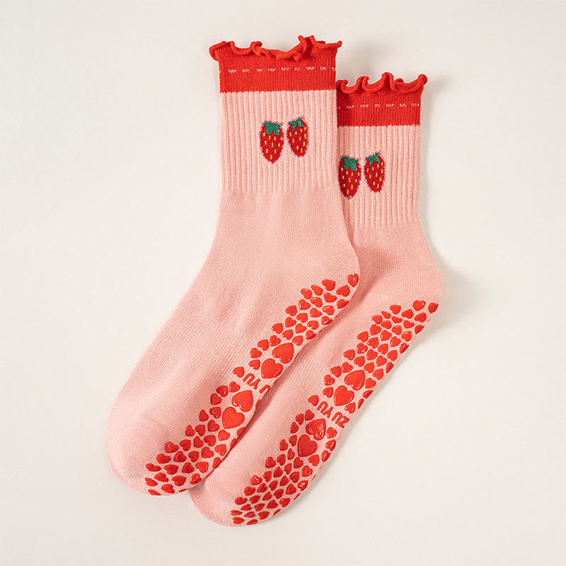 Erdbeer-Kirsch-Herz-Socken mit rutschfester Sohle (3 Paar) - Erdbeere - EU36-40 (US3-7) - image 14