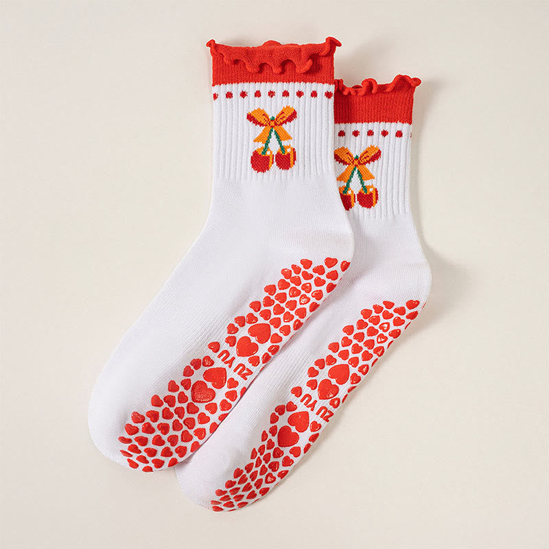 Erdbeer-Kirsch-Herz-Socken mit rutschfester Sohle (3 Paar) - Kirsche - EU36-40 (US3-7) - image 13