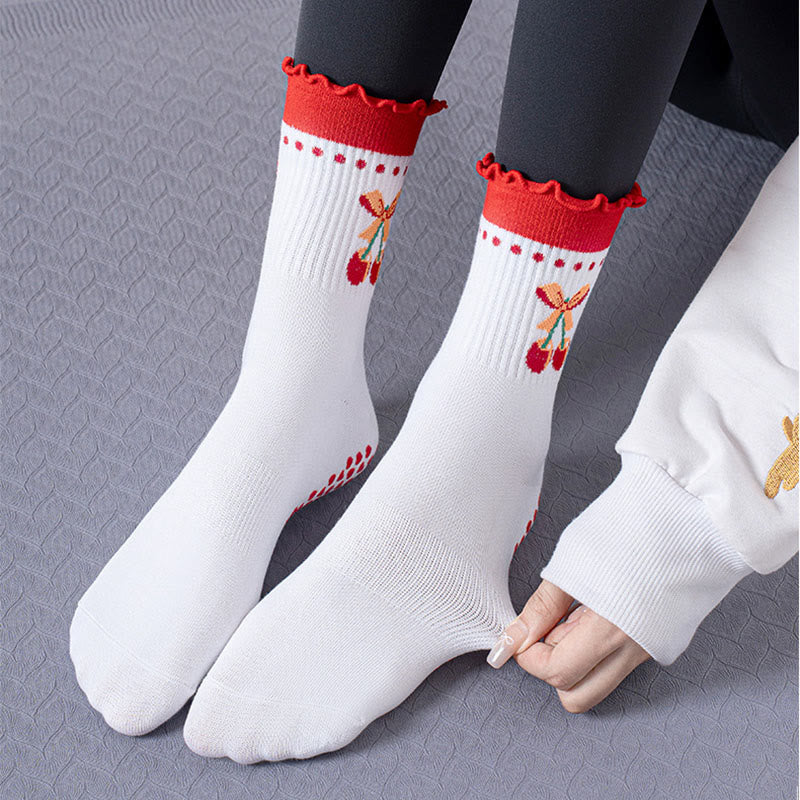 Erdbeer-Kirsch-Herz-Socken mit rutschfester Sohle (3 Paar) - image 7
