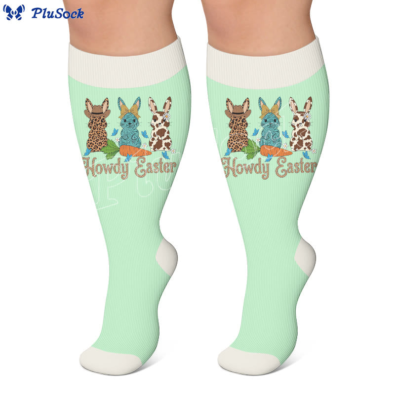 Kompressionsstrümpfe mit Osterhasenmuster in Übergröße - image 4