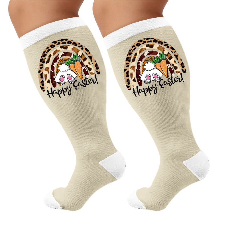 Kompressionsstrümpfe mit Osterhasenmuster in Übergröße - Regenbogen (1 Paar) - 4XL - image 5