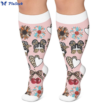 Kompressionsstrümpfe mit Retro-Leopardenmuster in Übergröße - image 3