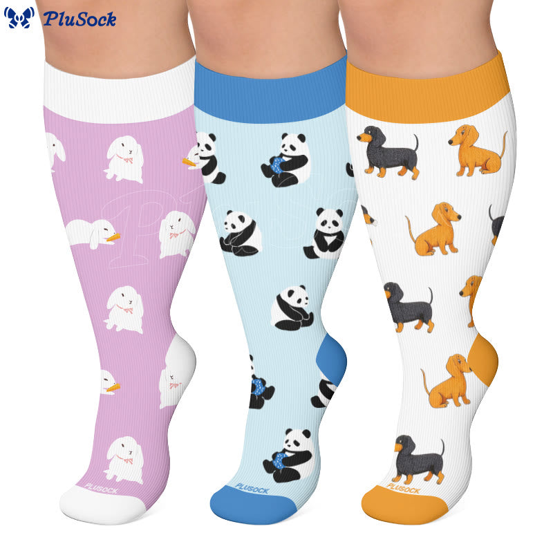 Panda-Hasen-Dackel-Kompressionsstrümpfe in Übergröße - image 0