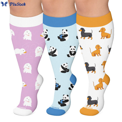 Panda-Hasen-Dackel-Kompressionsstrümpfe in Übergröße - image 0