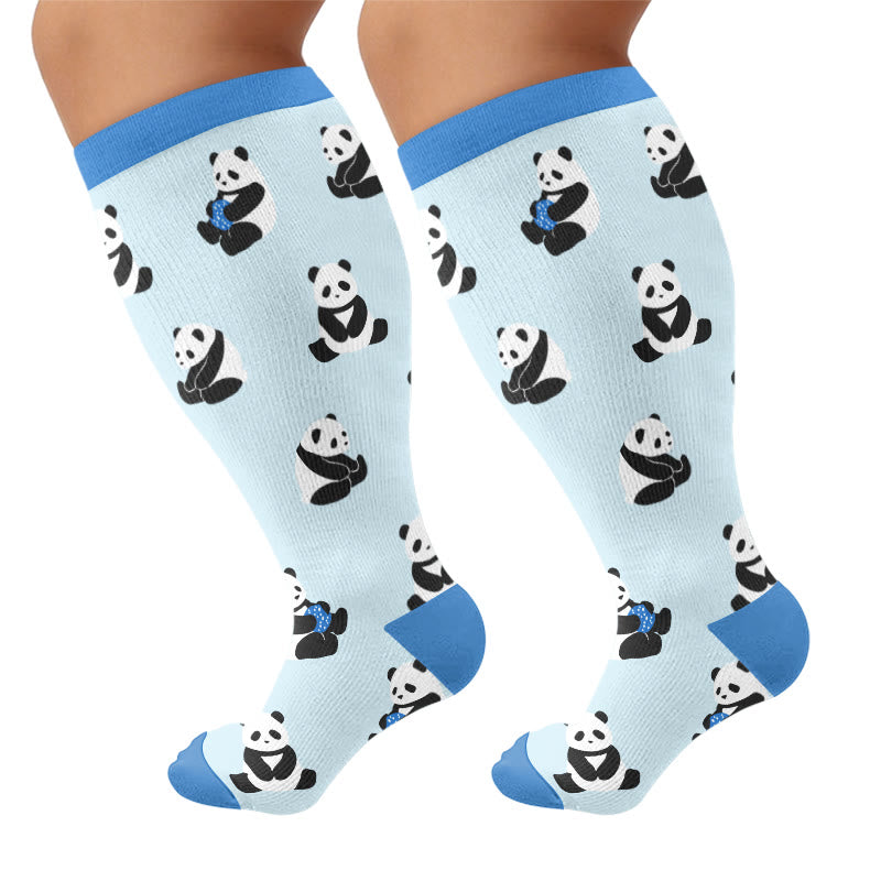 Panda-Hasen-Dackel-Kompressionsstrümpfe in Übergröße - Blau - 4XL - image 7