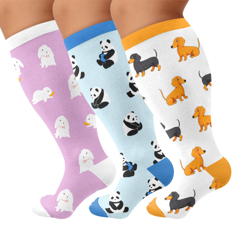 Panda-Hasen-Dackel-Kompressionsstrümpfe in Übergröße - image 1