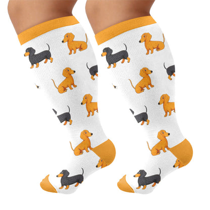 Panda-Hasen-Dackel-Kompressionsstrümpfe in Übergröße - Gelb - 4XL - image 6