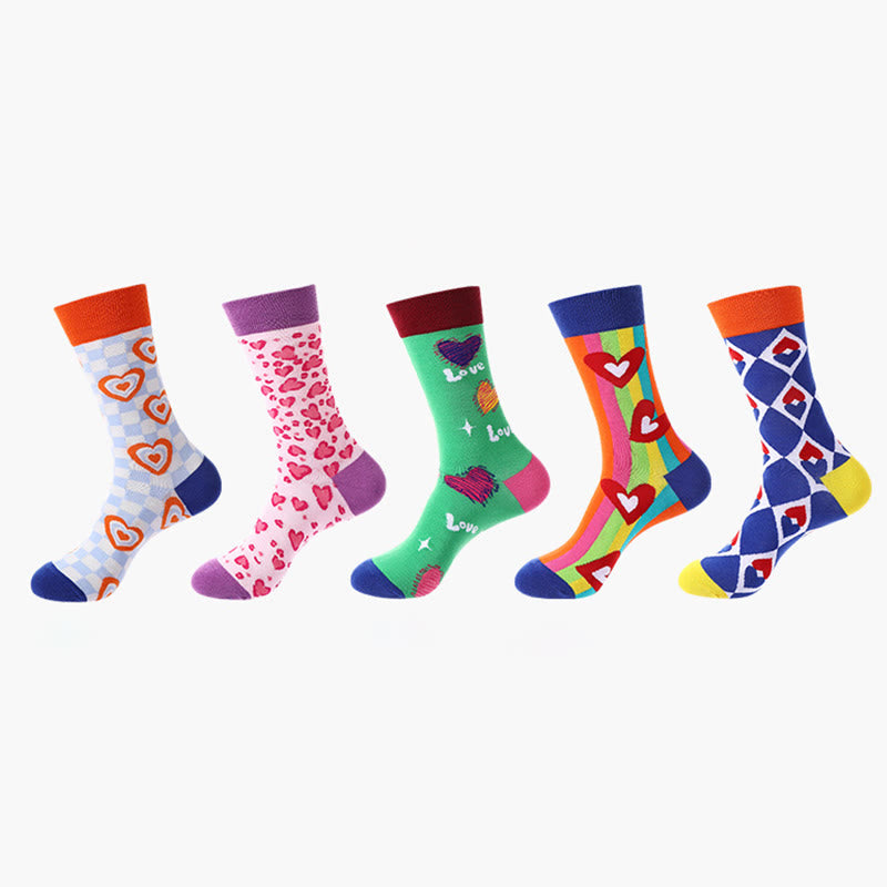 Viertelsocken mit Herzmuster (5 Paar) - image 3