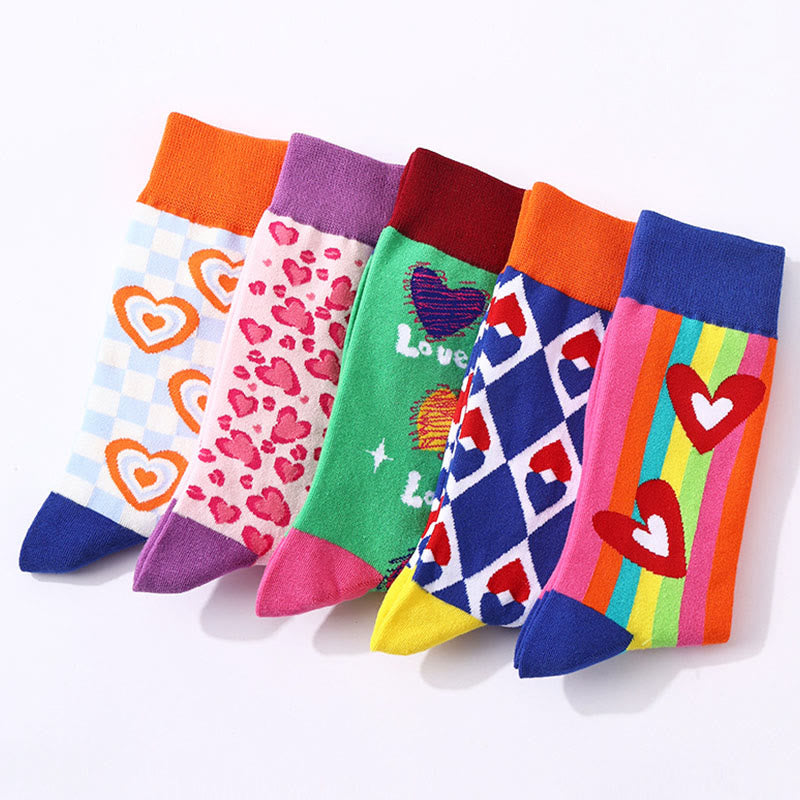 Viertelsocken mit Herzmuster (5 Paar) - image 4