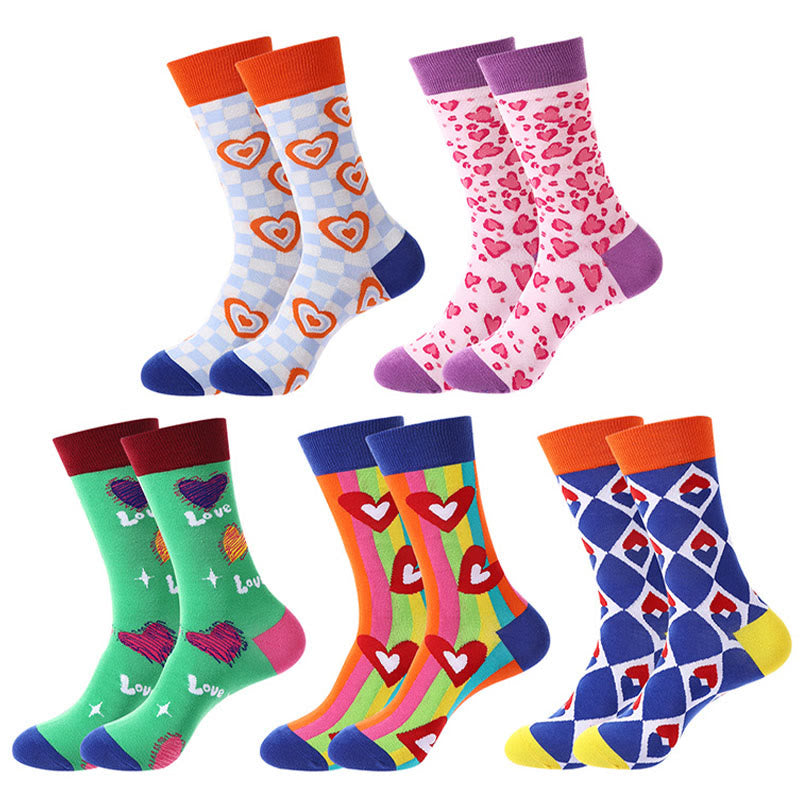 Viertelsocken mit Herzmuster (5 Paar) - image 2