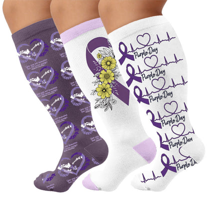 Kompressionsstrümpfe in Übergröße mit Aufdruck für Kommunikationsstörungen - Mehrfarbig (3 Paare) - 4XL - image 1