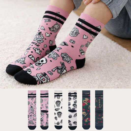 Auffällige Gothic-Quarter-Socken (3 Paar) - Mehrfarbig - EU36-42 (US3-8,5) - image 0