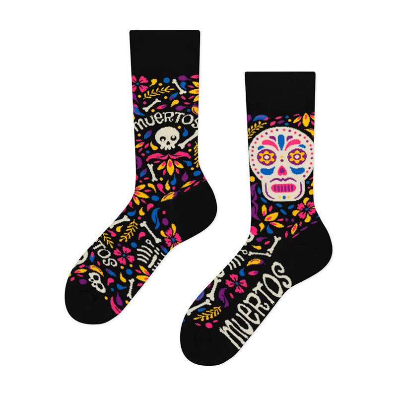Kreative, asymmetrische Totenkopf-Viertelsocken (4 Paar) - image 2