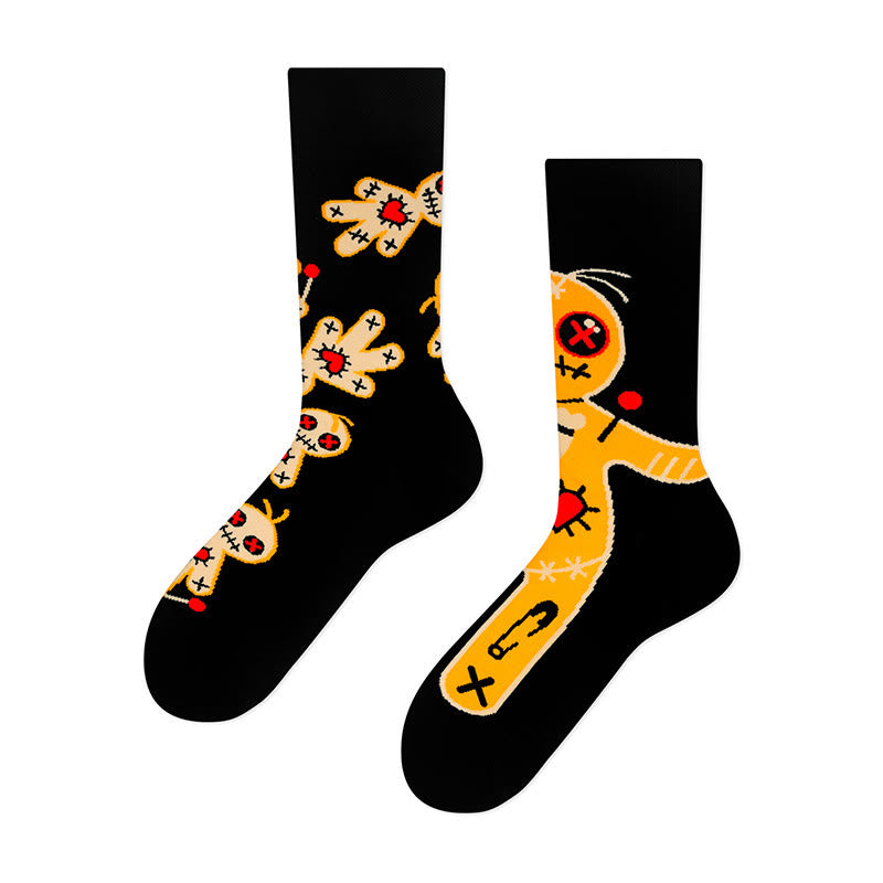 Kreative, asymmetrische Totenkopf-Viertelsocken (4 Paar) - image 1