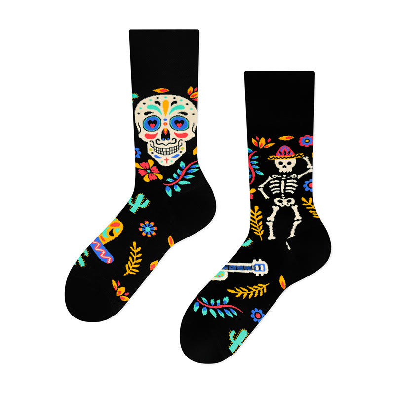 Kreative, asymmetrische Totenkopf-Viertelsocken (4 Paar) - image 3