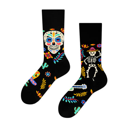 Kreative, asymmetrische Totenkopf-Viertelsocken (4 Paar) - image 3