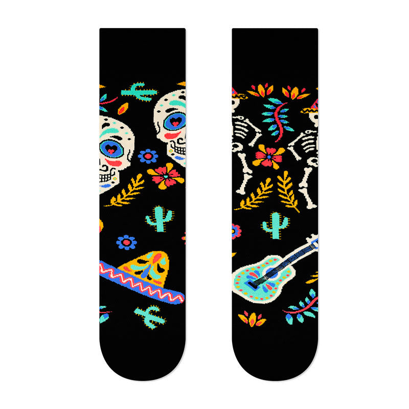 Kreative, asymmetrische Totenkopf-Viertelsocken (4 Paar) - image 7