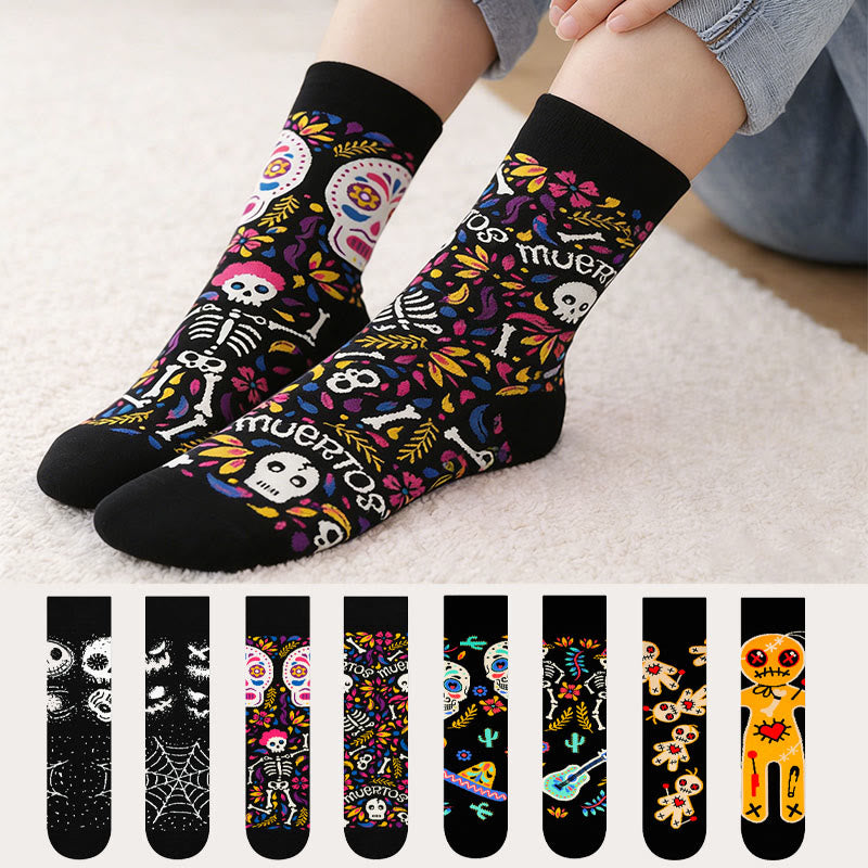 Kreative, asymmetrische Totenkopf-Viertelsocken (4 Paar) - Mehrfarbig - EU36-42 (US3-8,5) - image 0