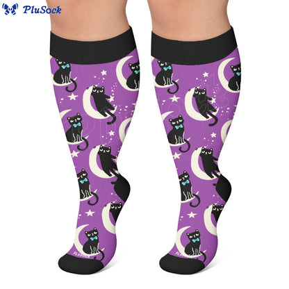 Plus Size Moon Star Cat Kompressionsstrümpfe - image 5