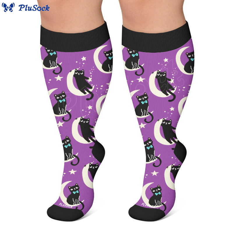 Plus Size Moon Star Cat Kompressionsstrümpfe - image 2