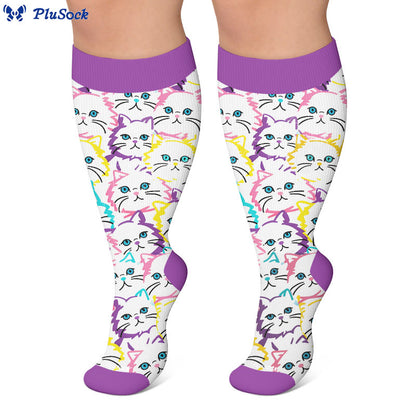 Plus Size Moon Star Cat Kompressionsstrümpfe - image 3