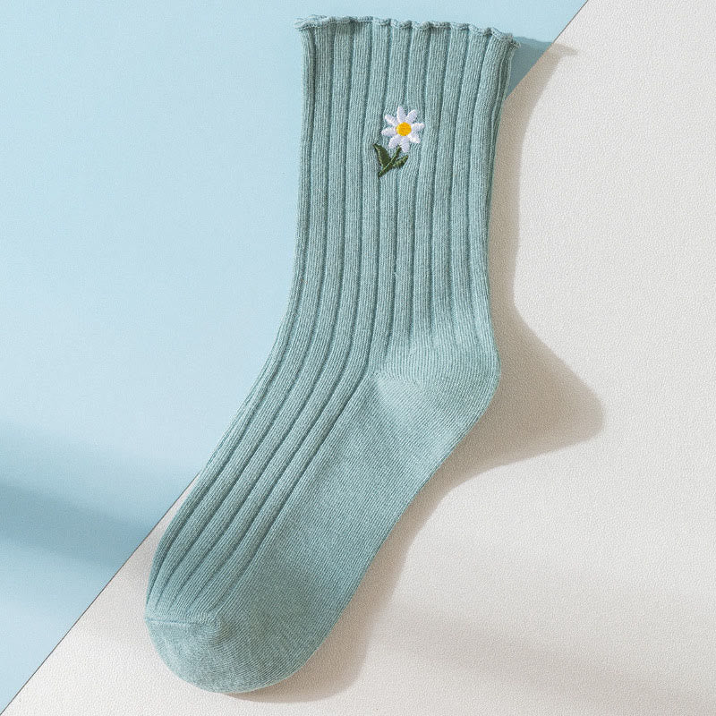 Bestickte Gänseblümchen-Schlafsocken (8 Paar) - Grün - EU 36-40 (US 3-7) - image 16
