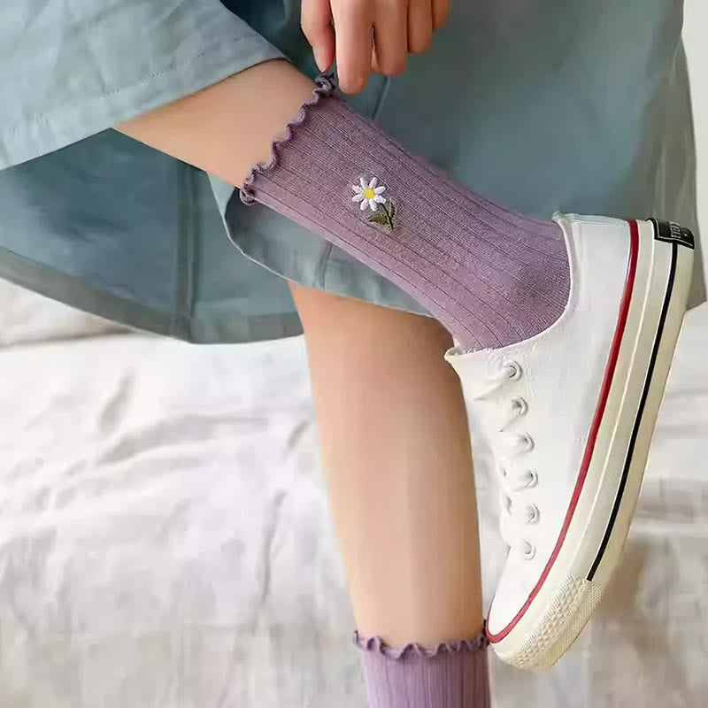 Bestickte Gänseblümchen-Schlafsocken (8 Paar) - image 5
