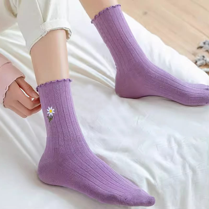 Bestickte Gänseblümchen-Schlafsocken (8 Paar) - image 1