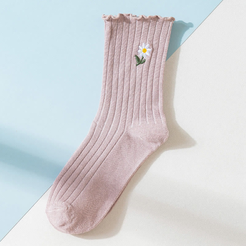 Bestickte Gänseblümchen-Schlafsocken (8 Paar) - Khaki - EU 36-40 (US 3-7) - image 13