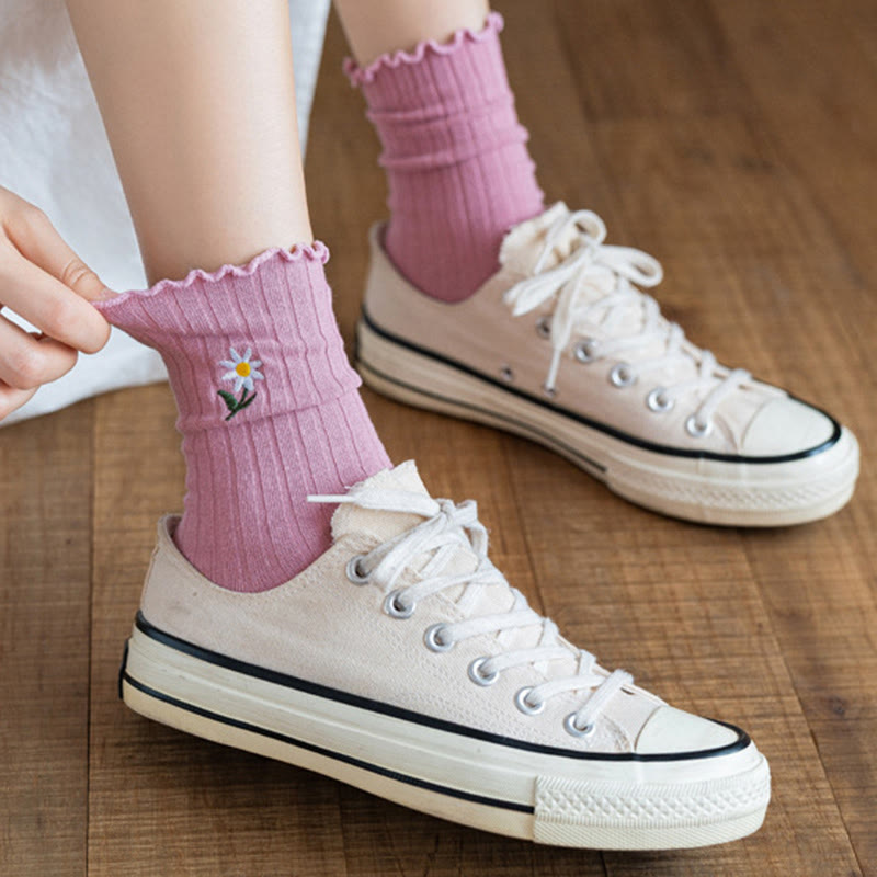 Bestickte Gänseblümchen-Schlafsocken (8 Paar) - image 7