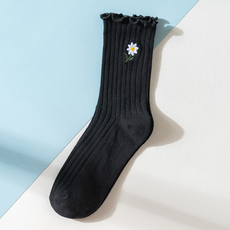 Bestickte Gänseblümchen-Schlafsocken (8 Paar) - Schwarz - EU 36-40 (US 3-7) - image 10