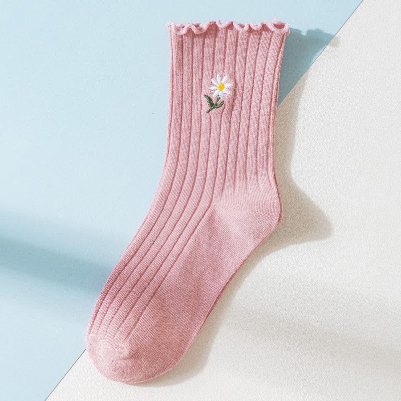 Bestickte Gänseblümchen-Schlafsocken (8 Paar) - Rosa - EU 36-40 (US 3-7) - image 15