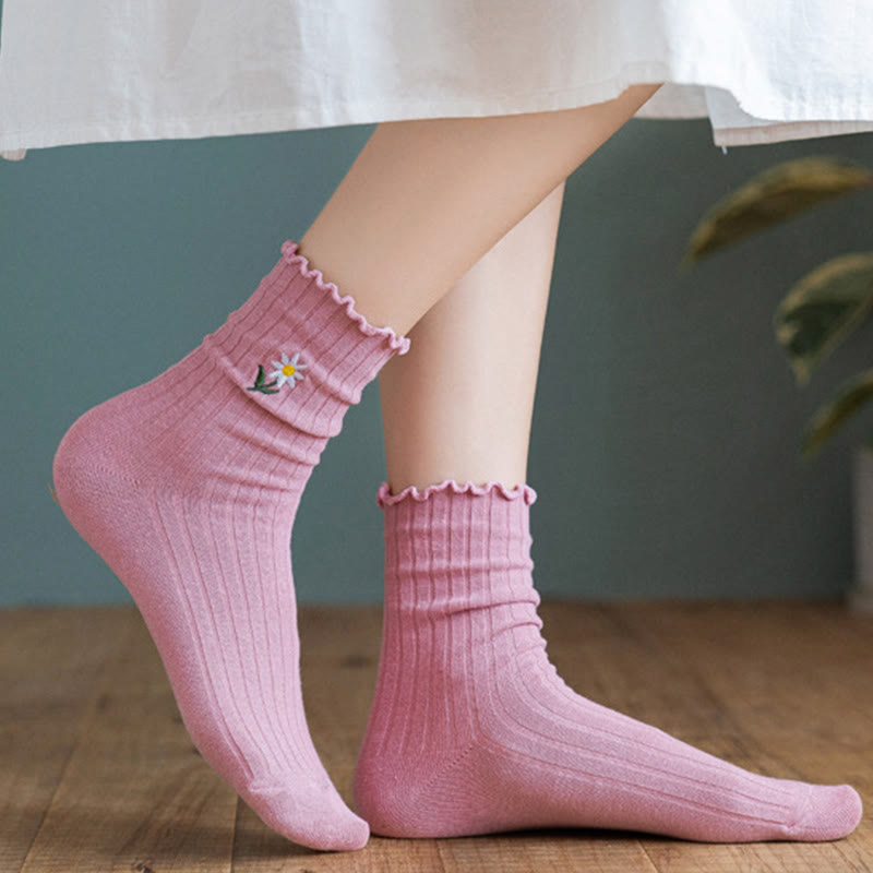 Bestickte Gänseblümchen-Schlafsocken (8 Paar) - image 3