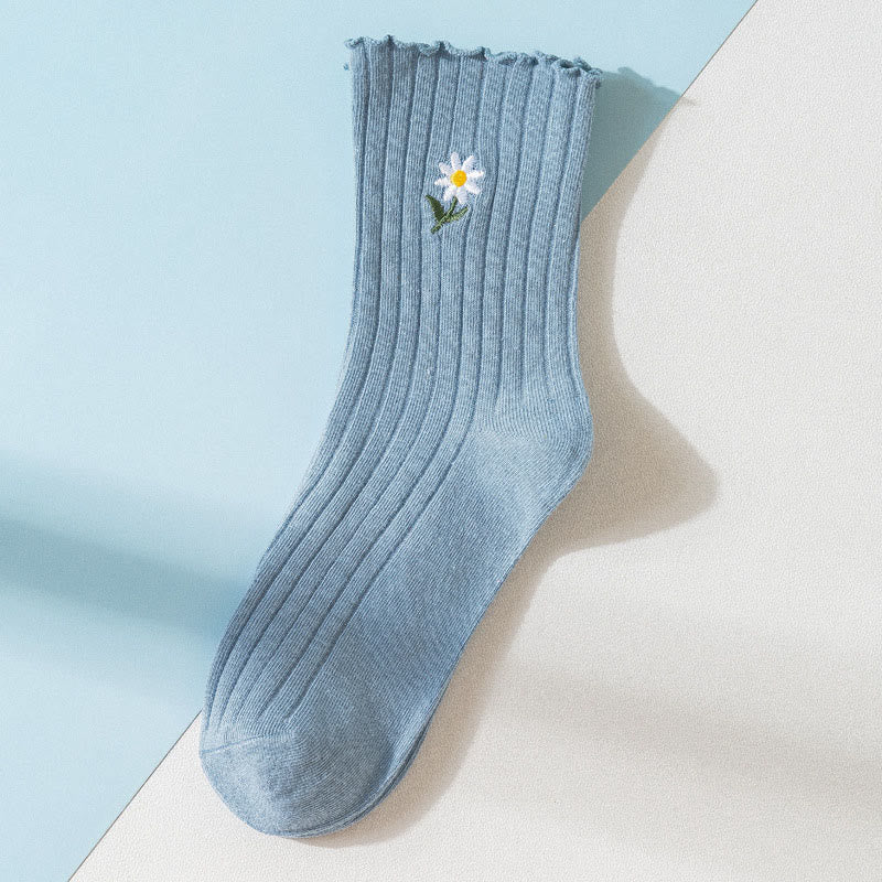 Bestickte Gänseblümchen-Schlafsocken (8 Paar) - Blau - EU 36-40 (US 3-7) - image 11