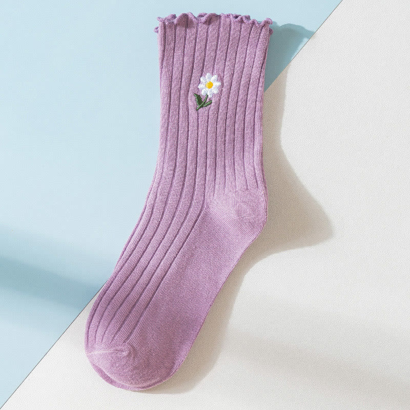 Bestickte Gänseblümchen-Schlafsocken (8 Paar) - Lila - EU 36-40 (US 3-7) - image 17