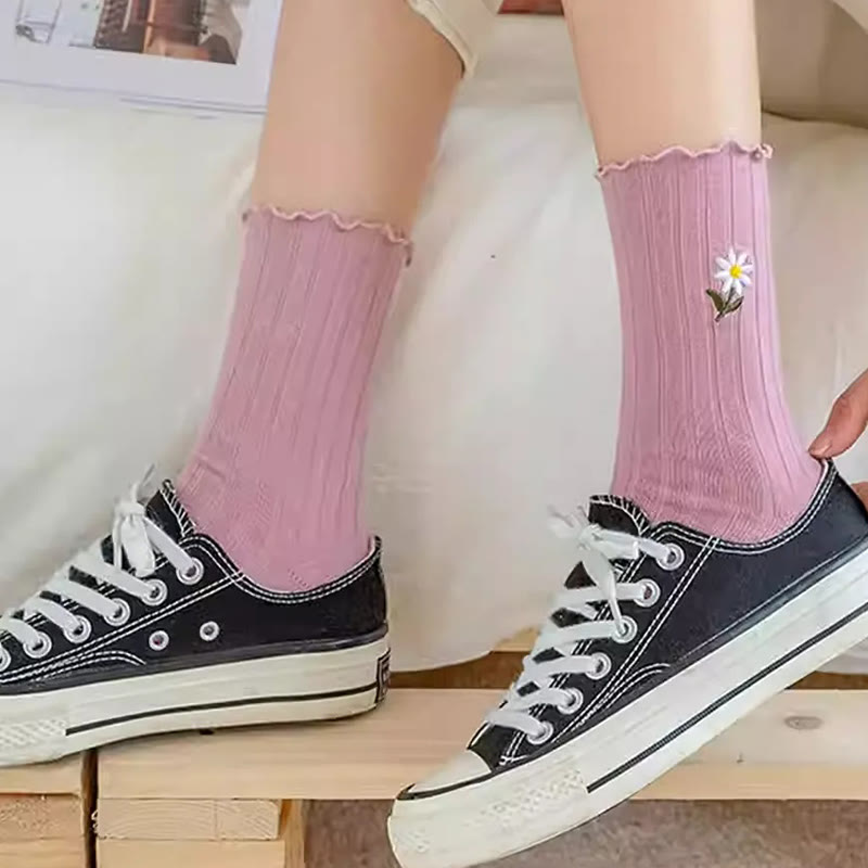 Bestickte Gänseblümchen-Schlafsocken (8 Paar) - image 8
