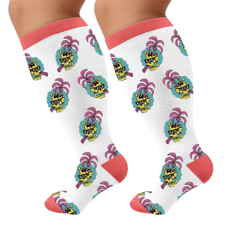 Kompressionsstrümpfe mit Surf-Print in Übergröße - Palme (1 Paar) - 4XL - image 7