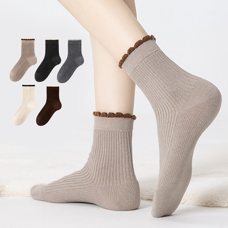 Verdickte Schlafsocken aus Maulbeerseide (3 Paar) - Mehrfarbig (5 Paare) - EU 36-40 (US 3-7) - image 0