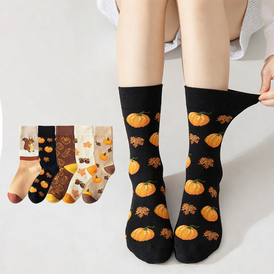 Halloween-Muster-Viertel-Socken (5 Paar) - Mehrfarbig - EU35-41 (US2-7,5) - image 0
